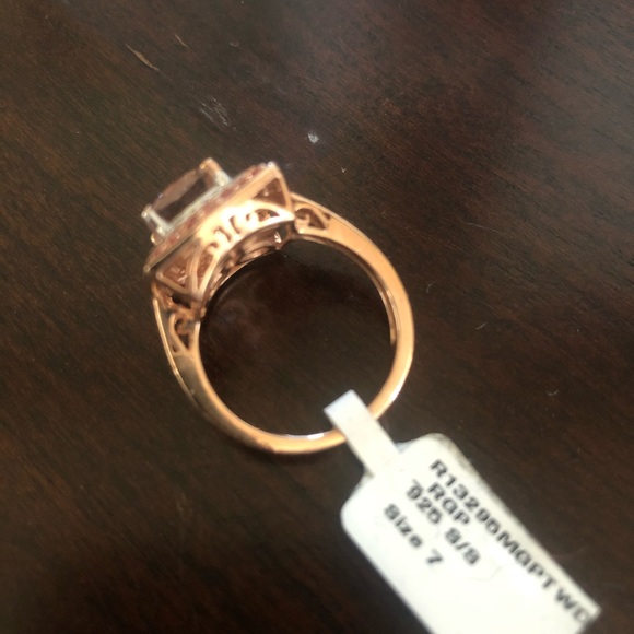 Pink Morganite & Diamonds Rose Gold plated Ring - Picture 5 of 16